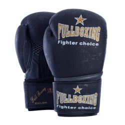 Guantes de Boxeo FullBoxing Negro 10 oz Piel Natural Ciclon