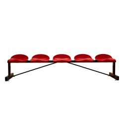 Banco Metálico Con Asientos Rojo Pvc -5 Plazas-