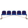 Banco Metálico New Con Asiento Azul Pvc -5 Plazas-|Banquillos