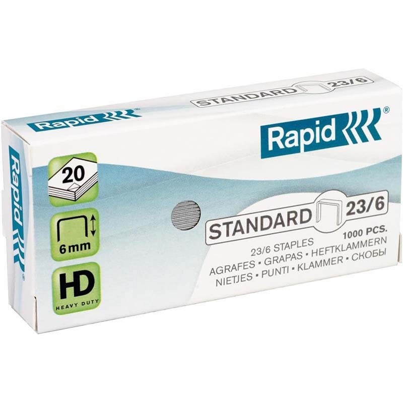 Grapas Rapid 23/6 Standard Galvanizadas 1000Ud