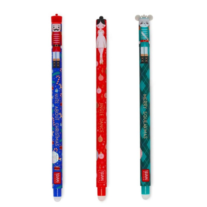 Set 3 boligrafos borrables legami navidad