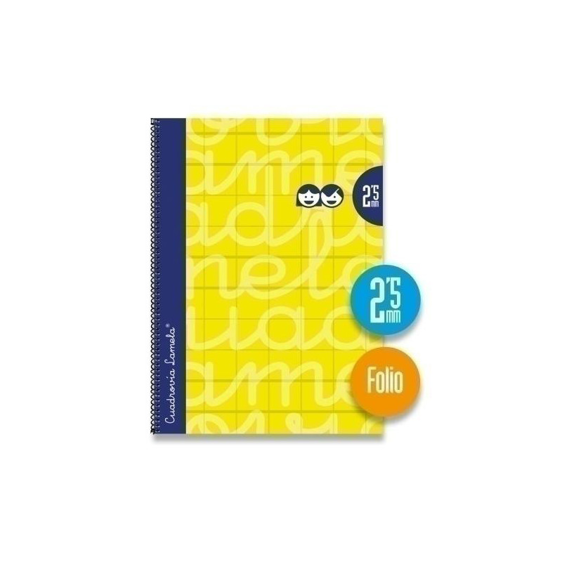 Cuaderno Lamela Folio Espiral Tapa Extradura Amarillo 2,5 mm 80 Hojas