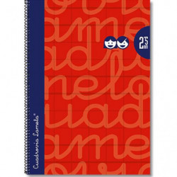 Cuaderno Lamela Folio Espiral Tapa Extradura Rojo 2,5 mm 80 Hojas