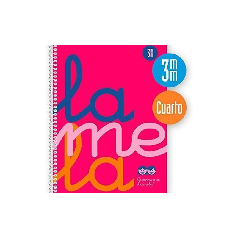 Cuaderno Lamela a5 Tapa Plastica Rosa 3mm 80 Hojas