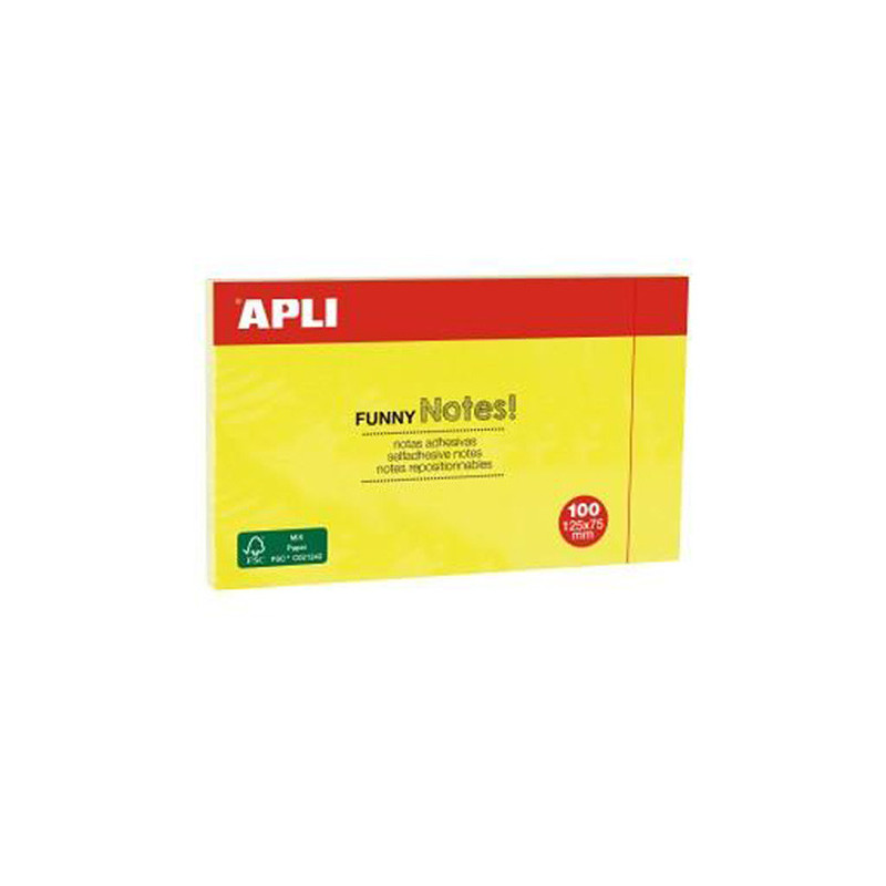 Notas Adhesivas Apli Amarillo Neón 125x75mm 100 Hojas