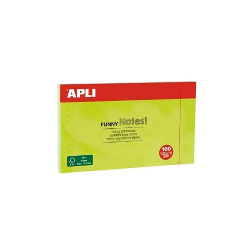 Notas Adhesivas Apli Verde Neón 125x75mm 100 Hojas