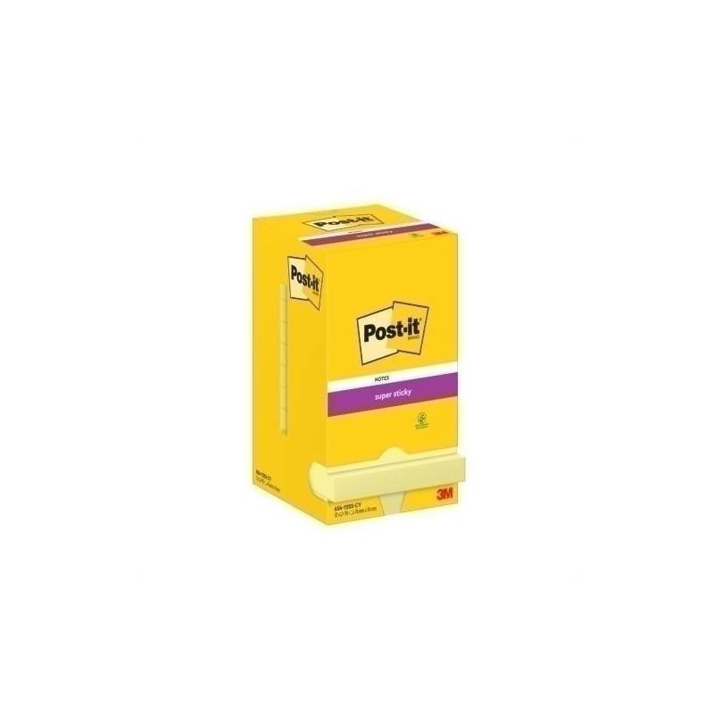 Post-It Notas Adhesivas Super Sticky Amarillo 76x76 mm 12 Uds 100 Hojas