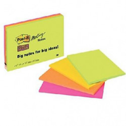 Post-It Notas Adhesivas Super Sticky Neon 152x101mm 4 Blocs 45 Hojas