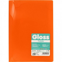 Carpeta 20 Fundas Folio Carpeta Gloss Naranja