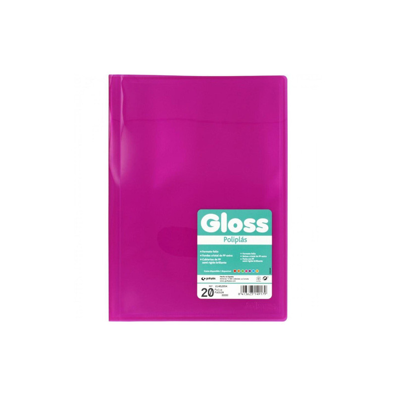 Carpeta 20 Fundas Folio Carpeta Gloss Fucsia