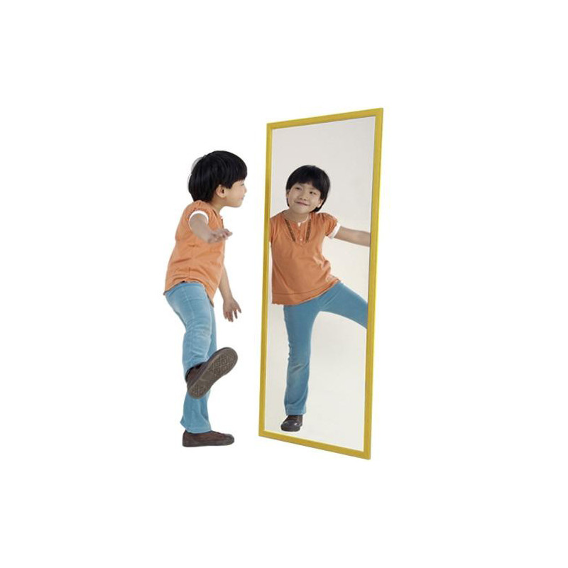 Espejo Irrompible Marco de Madera Amarillo 120x50Cm