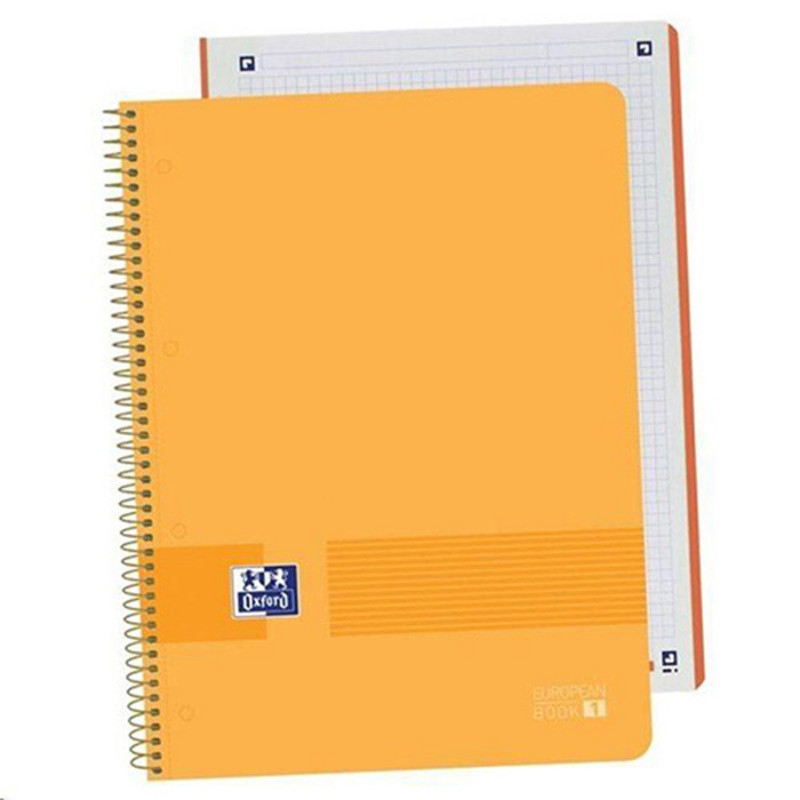Cuaderno a4 EuropeanBook 1 Live&Go Naranja Cuadriculado 5x5 80 Hojas