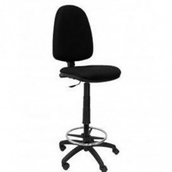 Taburete Regulable en Altura Asiento y Respaldo PVC Negro