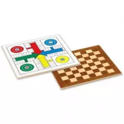 Parchis Ajedrez Damas tablero Madera 4 Jugadores 40x40Cm