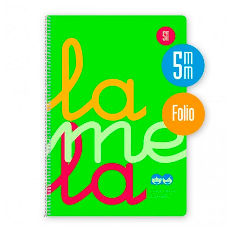 Cuaderno Lamela 5mm Folio Tapa Plastica Verde 80 Hojas
