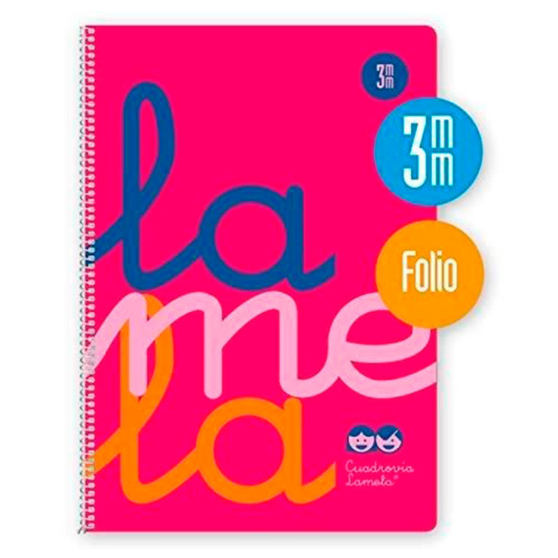 Cuaderno Lamela Folio Tapa Plastica Rosa 3mm 80 Hojas