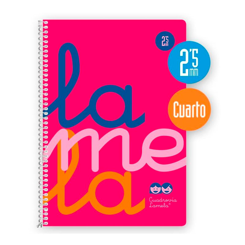 Cuaderno Lamela a5 Espiral Tapa Plastico Rosa 2,5 mm 80 hojas