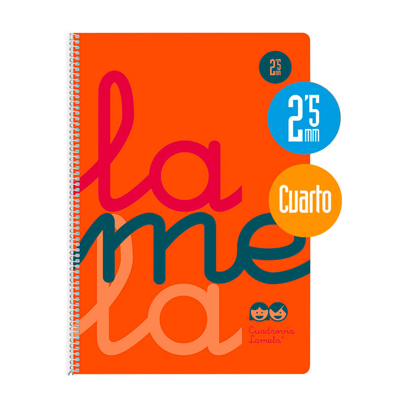 Cuaderno Lamela a5 Espiral Tapa Plastico Naranja 2,5 mm 80 hojas