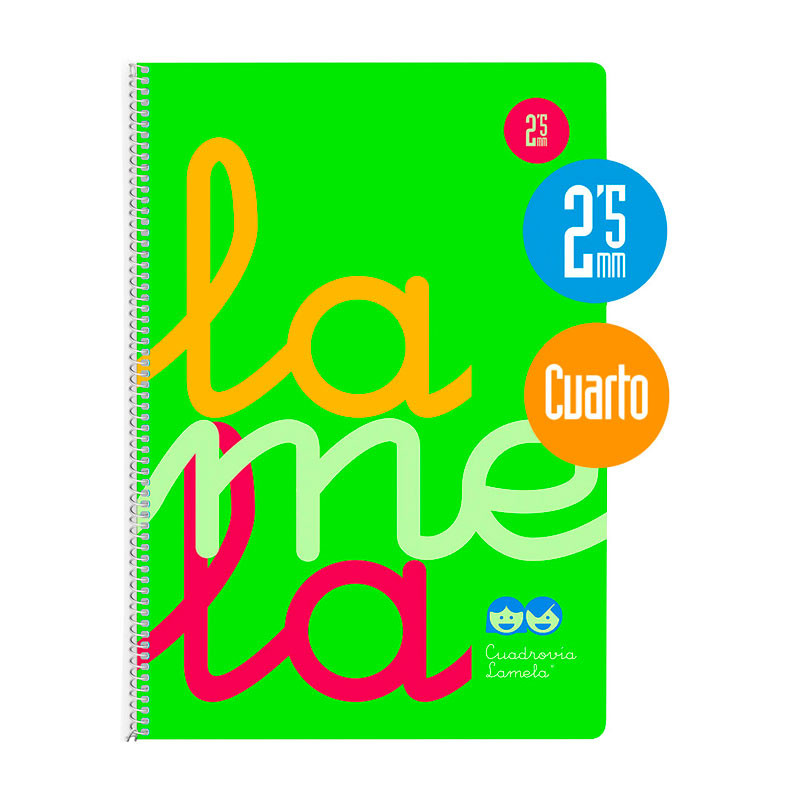 Cuaderno Lamela a5 Espiral Tapa Plastico Verde 2,5 mm 80 hojas