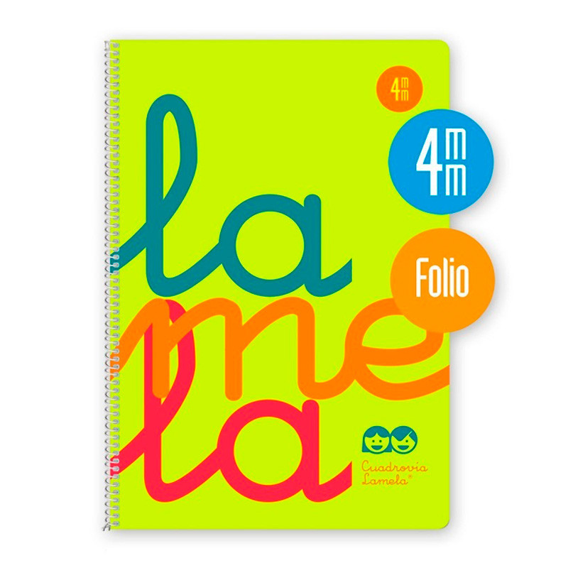 Cuaderno Lamela Folio Tapa Plastica Amarillo 4mm 80 Hojas