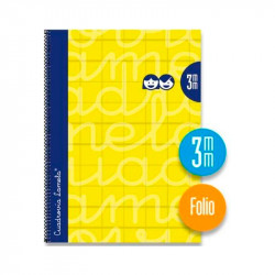 Cuaderno Lamela Folio Tapa Extradura Amarillo 3mm 80 Hojas