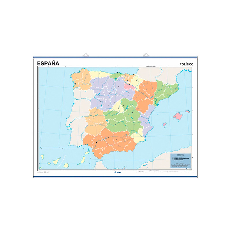Mapa Mudo Fisico Politico España Color
