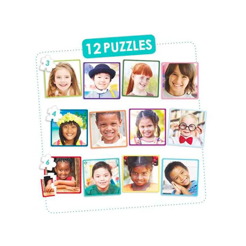 Puzzles Niños Felices Del Mundo Set 12Ud
