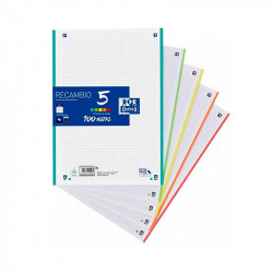 Hojas de Recambio Oxford A4 90 Grs 5x5 Recambio Presentación  A4 Recambio Tipo Cuadricula  Recambio Tamaño 5x5 mm