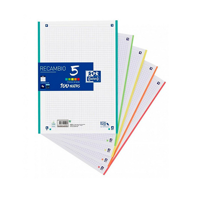 Hojas de Recambio Oxford A4 90 Grs 5x5