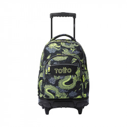 Mochila con ruedas escolar Totto Renglones Dragon Chino