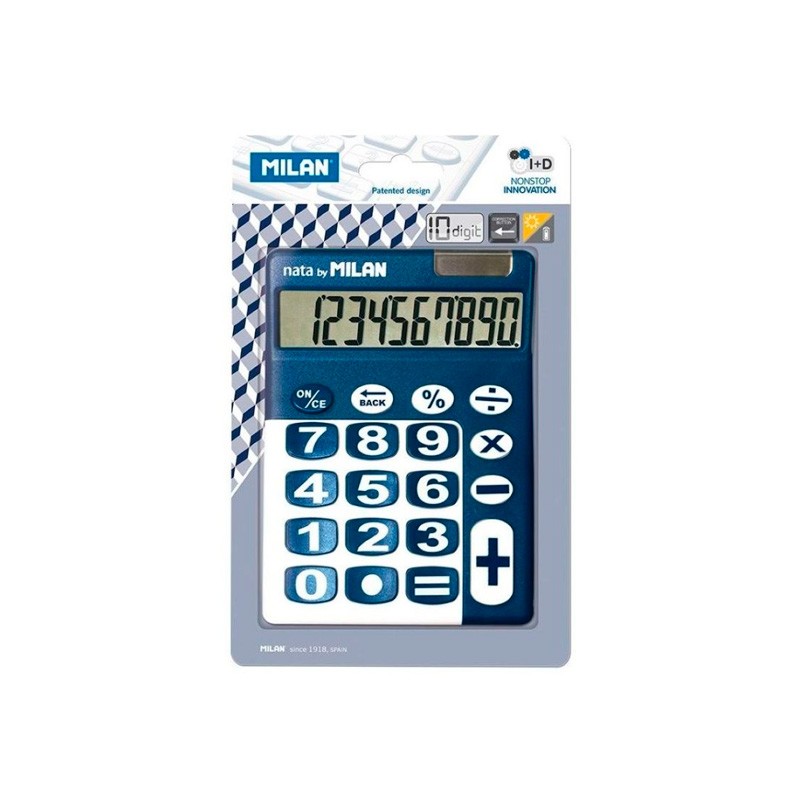Calculadora Milan Dots&Buttons Azul Teclas Grandes 10 Digitos