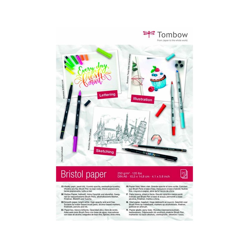 Cuaderno Lettering Tombow A6 Papel Bristol 250Grs 25Hojas