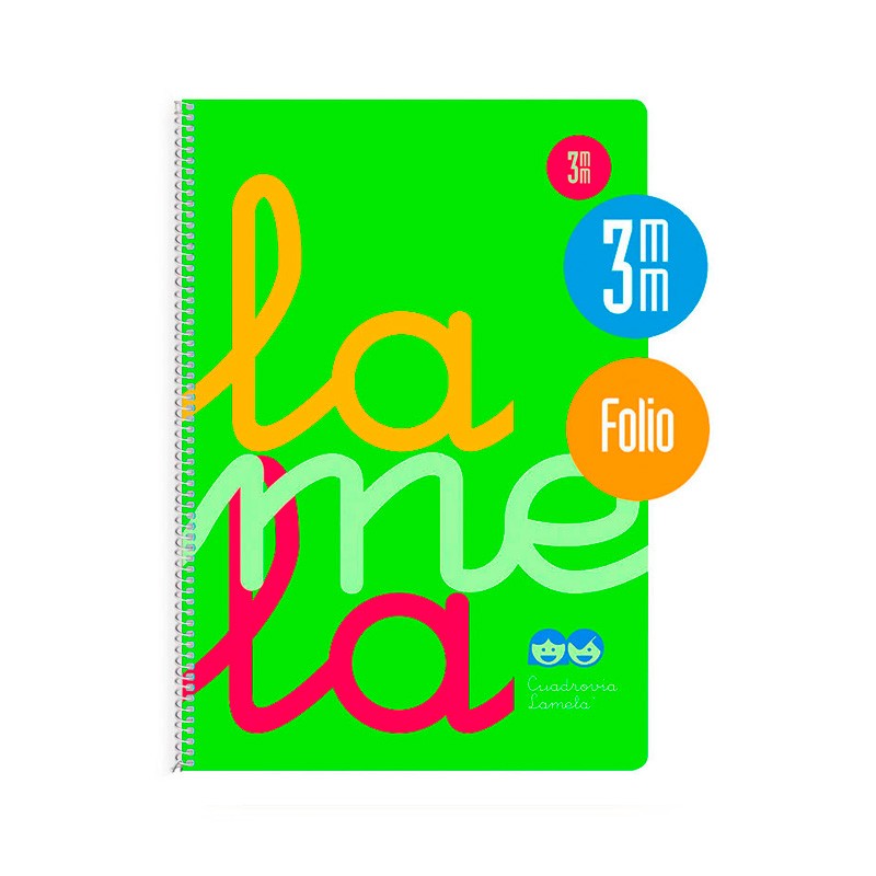 Cuaderno Lamela Folio Tapa Plastica Verde 3mm 80 Hojas