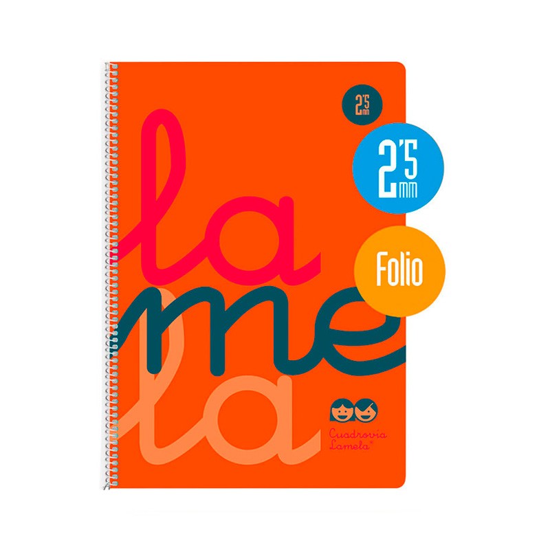 Cuaderno Lamela Folio Tapa Plastica Naranja 2,5mm 80 Hojas