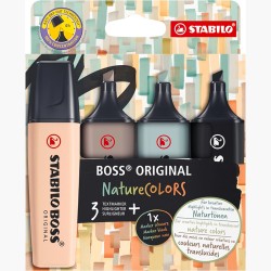 Subrayador Stabilo Boss Nature Estuche 4Uds (Beig, Gris Calido, Verde Tierra, Negro)