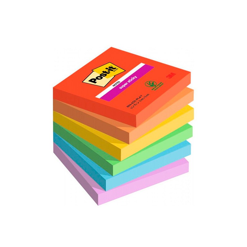 Post-It Notas Adhesivas Super Sticky Playful 76x76mm 90 Hojas/Bloc 5 Blocs/Paquete