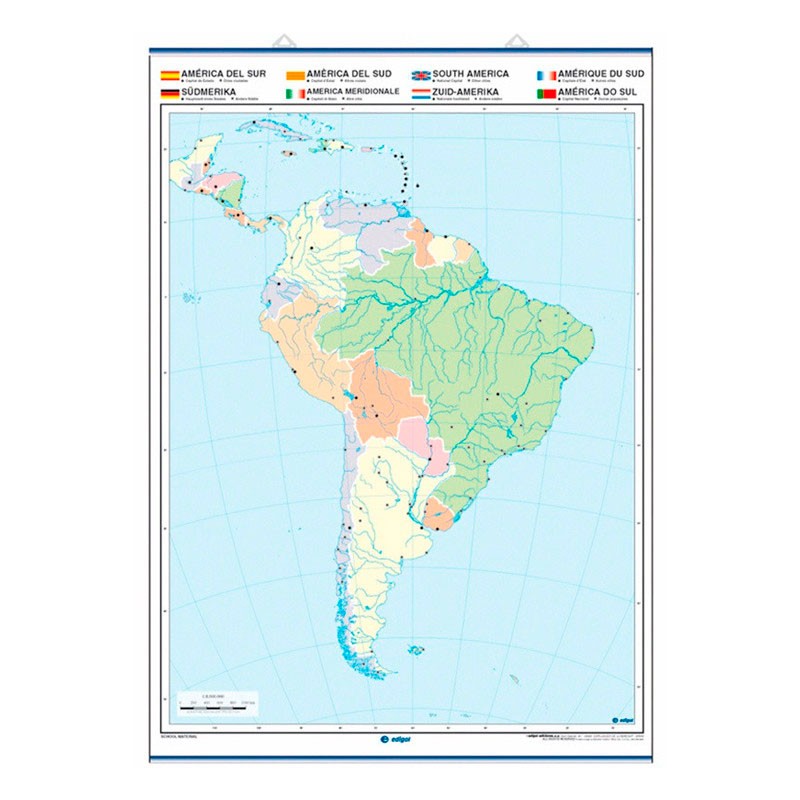 Mapa Mudo Fisico Politico America del Sur