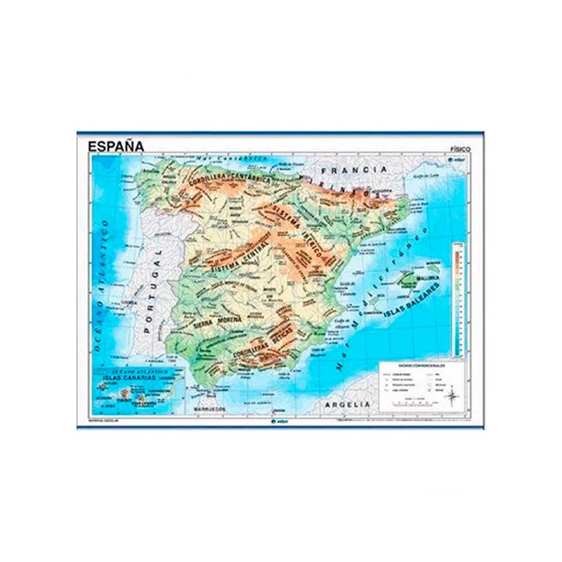 Mapa Mural España Fisico Politico 140x100Cm
