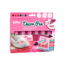 Rotuladores Apli Gel Decor Pen Efecto 3D Purpurina 8 Colores