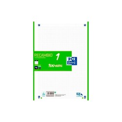 Hojas de Recambio a4 Verde Cuadricula 5x5 Oxford Tapa Blanda 90 grs 100 Hojas