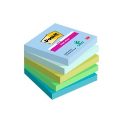 Post-It Notas Adhesivas Super Sticky Oasis 76x76mm 90 Hojas/Bloc 5 Blocs/Paquete