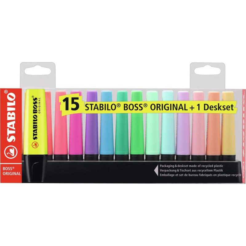 Subrayador Stabilo Boss Fluorescente Pastel Estuche 15 Colores