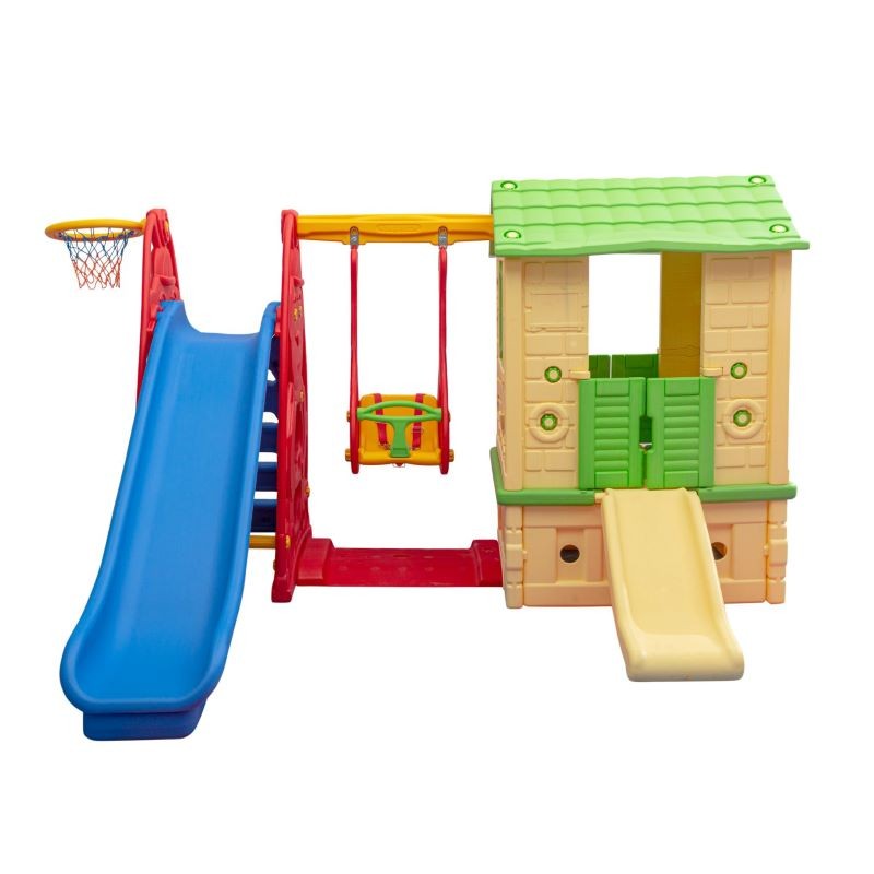 Conjunto Casita, Tobogan, Canasta y Columpio