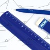 Reglas Dibujo Kit Escuadra, Cartabon, Transportardor y Regla de 30 Cms FlexResistant Azul