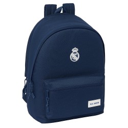 Mochila Doble Para Portatil 15,6"+Usb Real Madrid Chica Marino