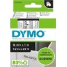 Cinta de Rotular Dymo D1 Negro Transparente 12mm x 7M