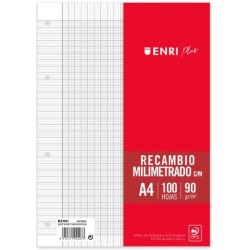 Hojas de Recambio A4 Enri Milimetrado Recambio Presentación  A4 Recambio Tipo  Milimetrado 
