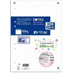 Hojas de Recambio A5 Oxford Dots 80 Hojas Recambio Presentación  A5 Recambio Tipo Puntos 