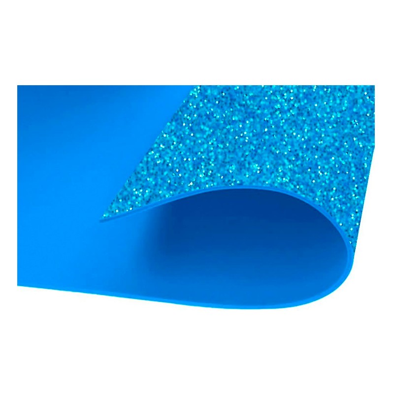 Goma Eva Adhesiva Purpurina Azul 60x40