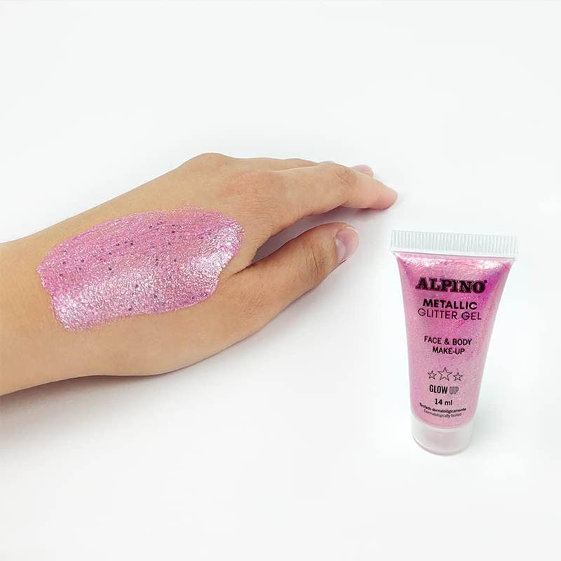Pintacaras Purpurina en Gel Alpino Rosa Metalico